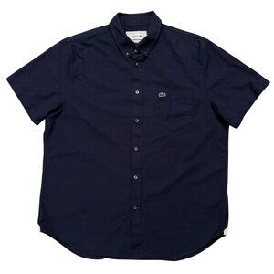Lacoste Shirt Mens Size L Short Sleeve Button Regular Fit Pocket Blue
